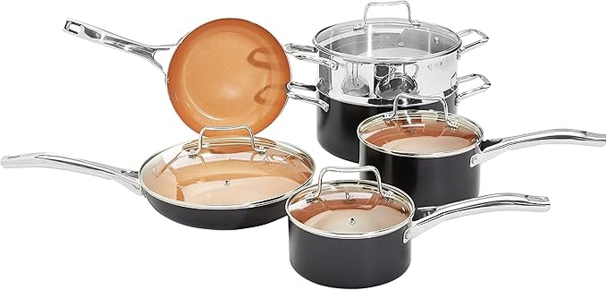 10 piece copper cookware