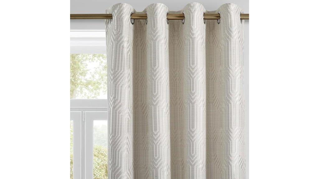 beige silvery jacquard curtains