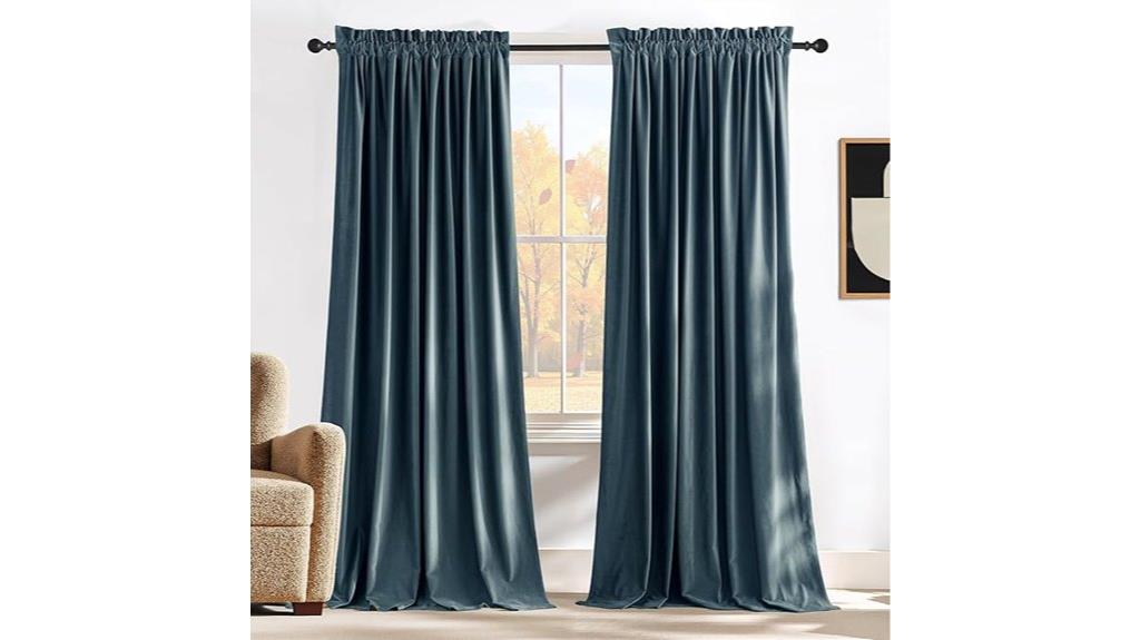 blue velvet curtain length