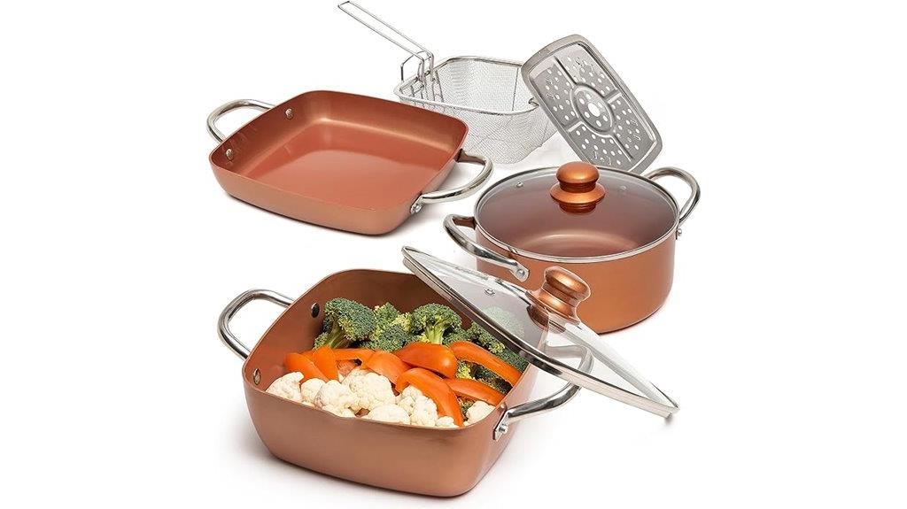 copper 7 piece cookware set