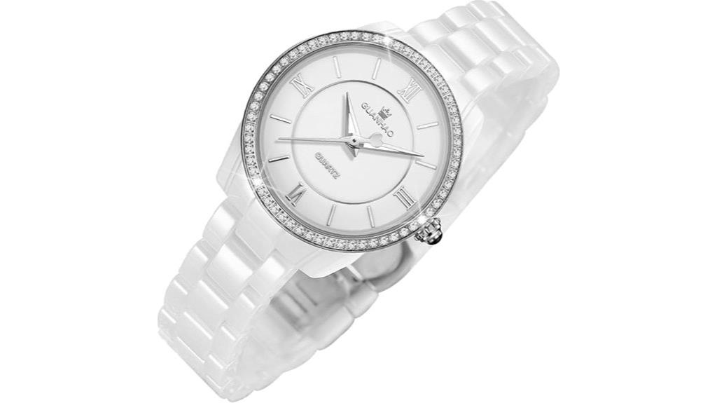 diamond accented ceramic watch