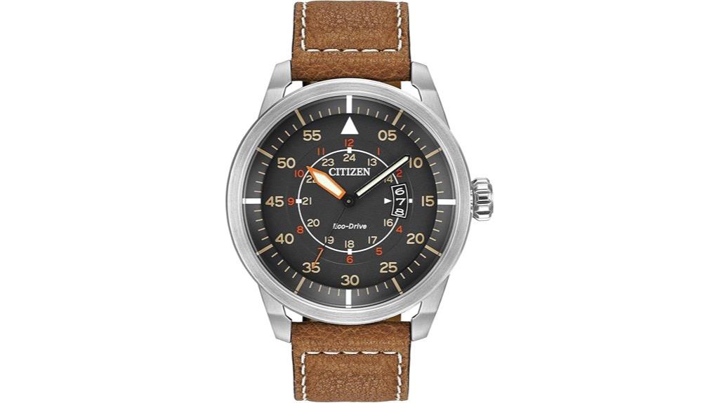 eco drive avion leather watch