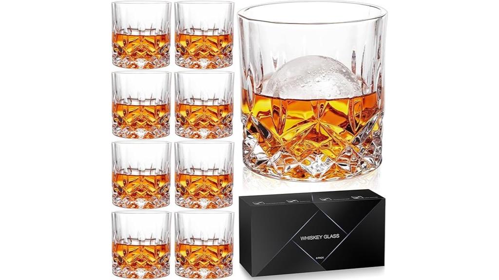eight crystal whiskey glasses