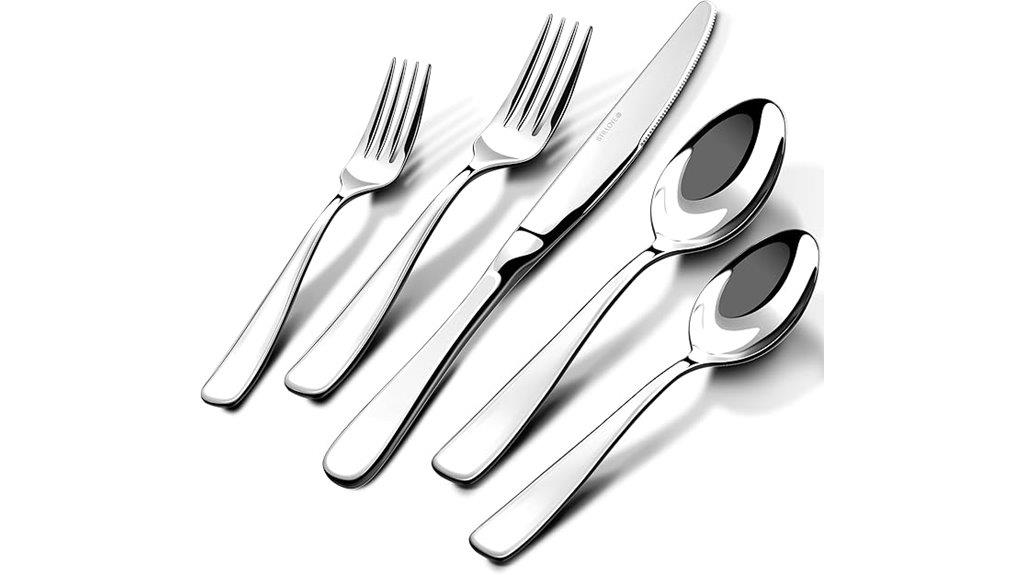 eight piece stainless flatware set