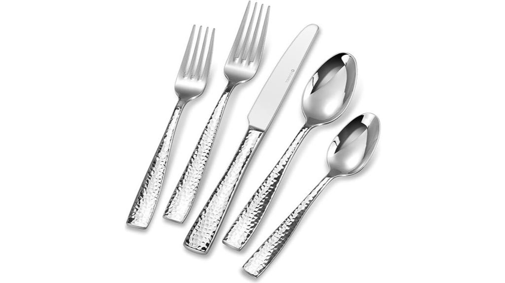 elegant hammered silverware set