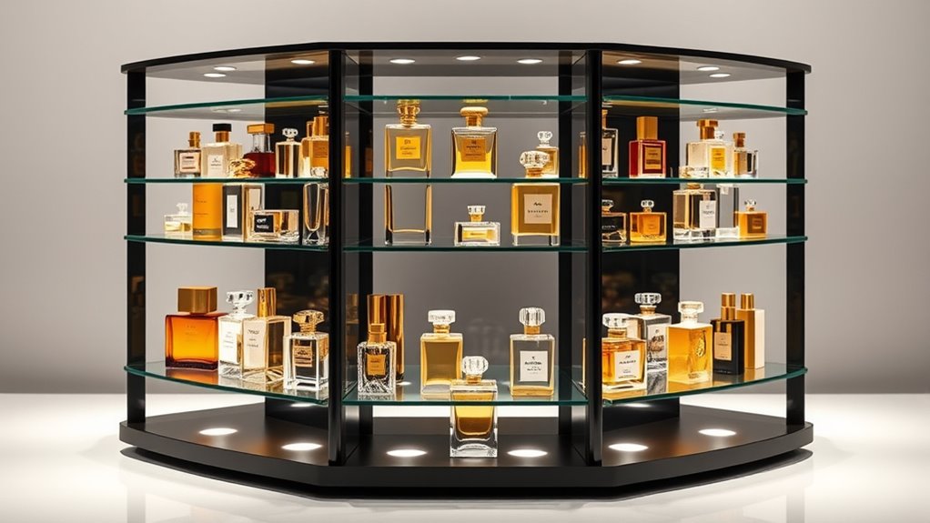 elegant luxury perfume displays