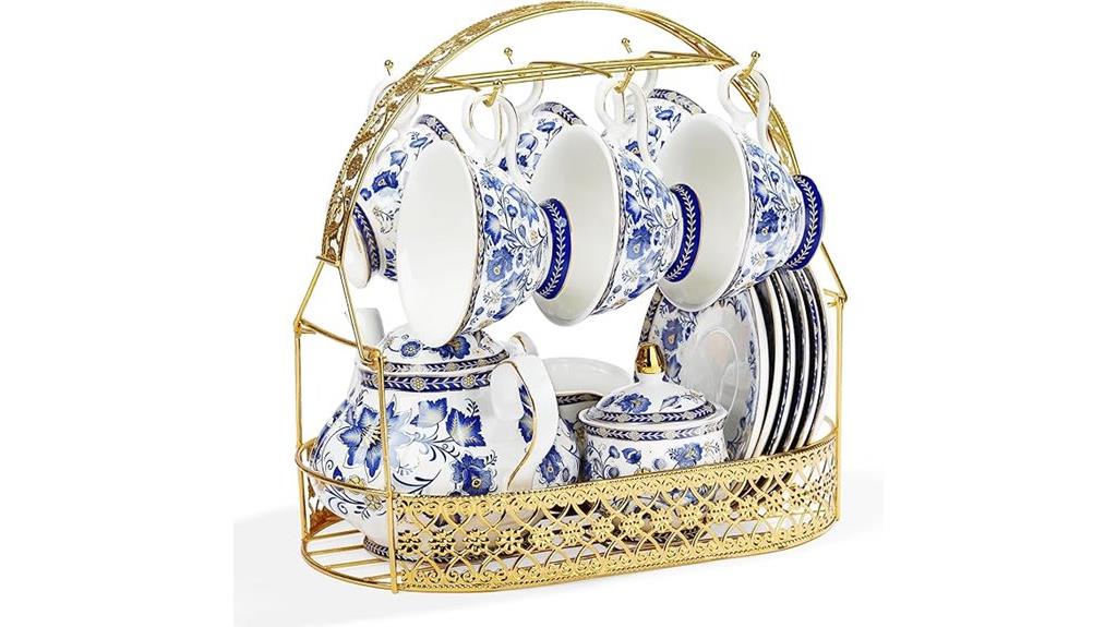 elegant six piece porcelain tea set
