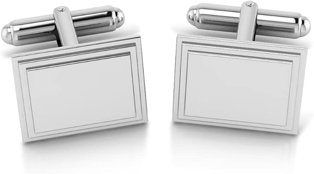 engravable silver rectangle cufflinks