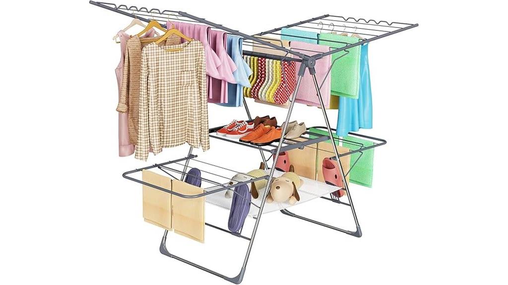 foldable dual level clothes rack