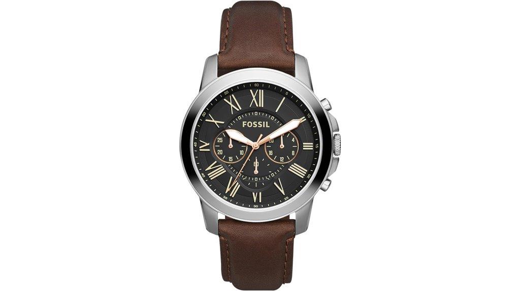 fossil grant leather chronograph
