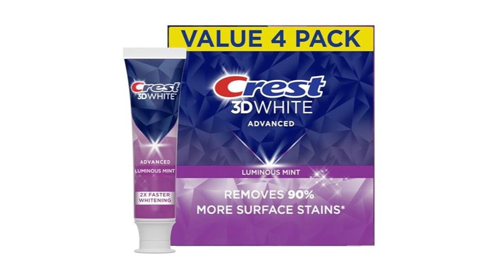 four pack of whitening toothpaste
