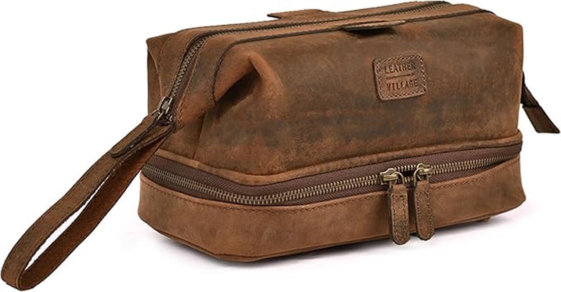 genuine leather travel dopp kit
