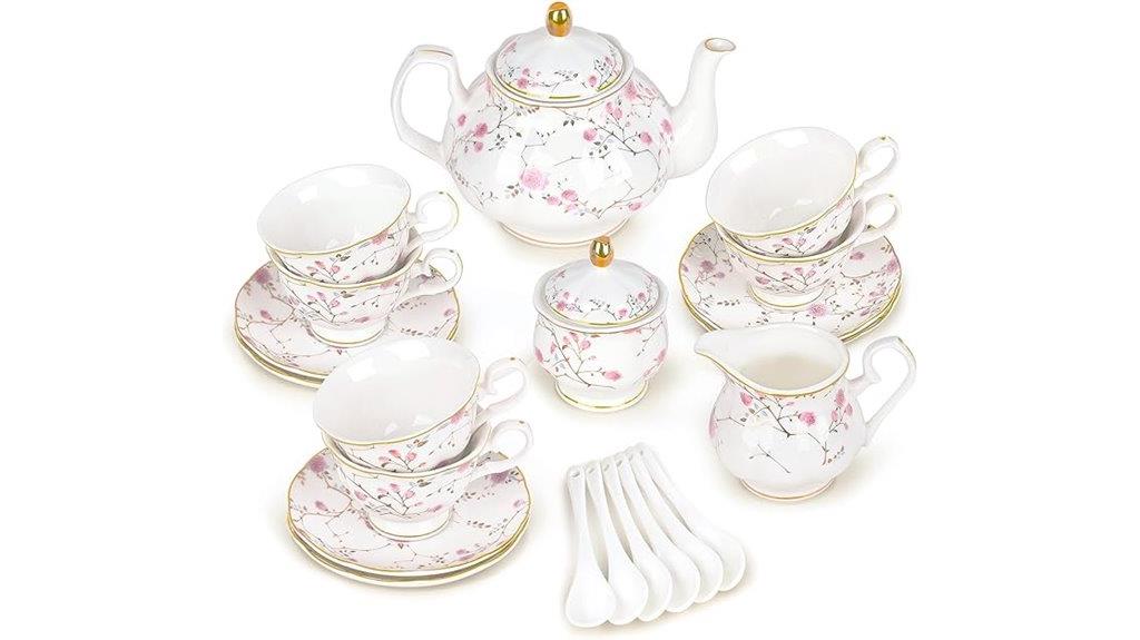 gold vine floral tea set