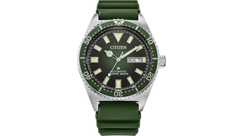 green luminous dive watch