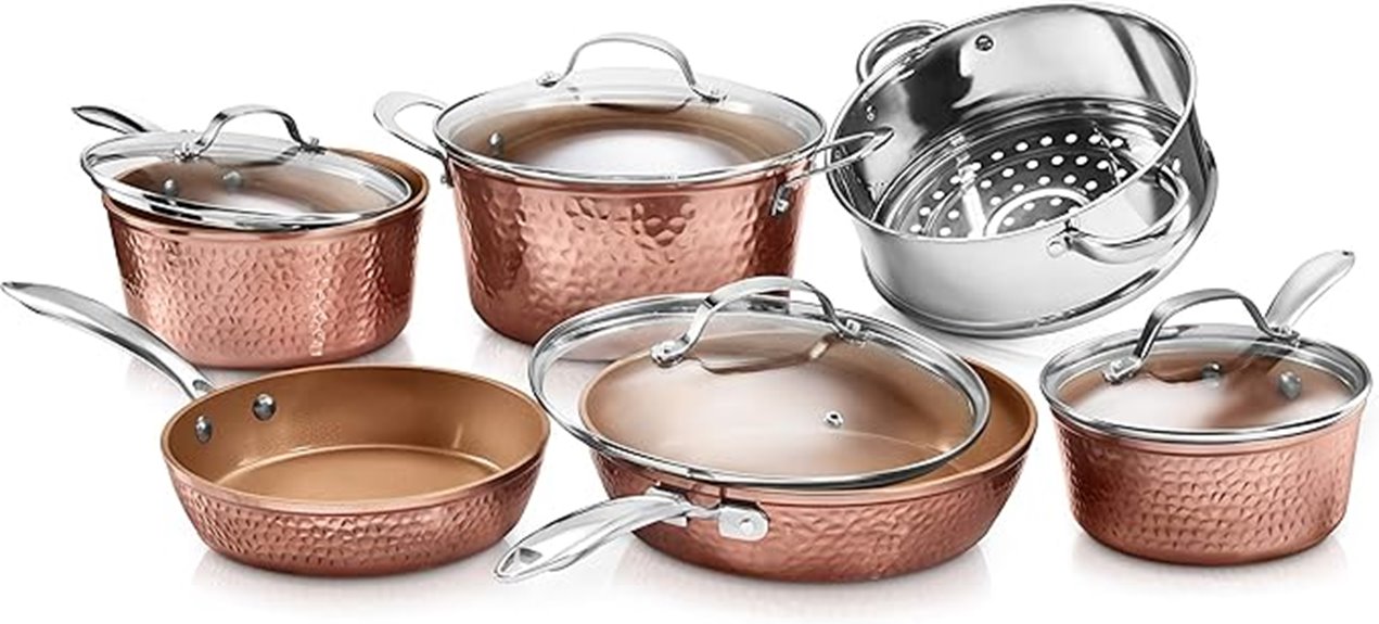 hammered ceramic cookware set