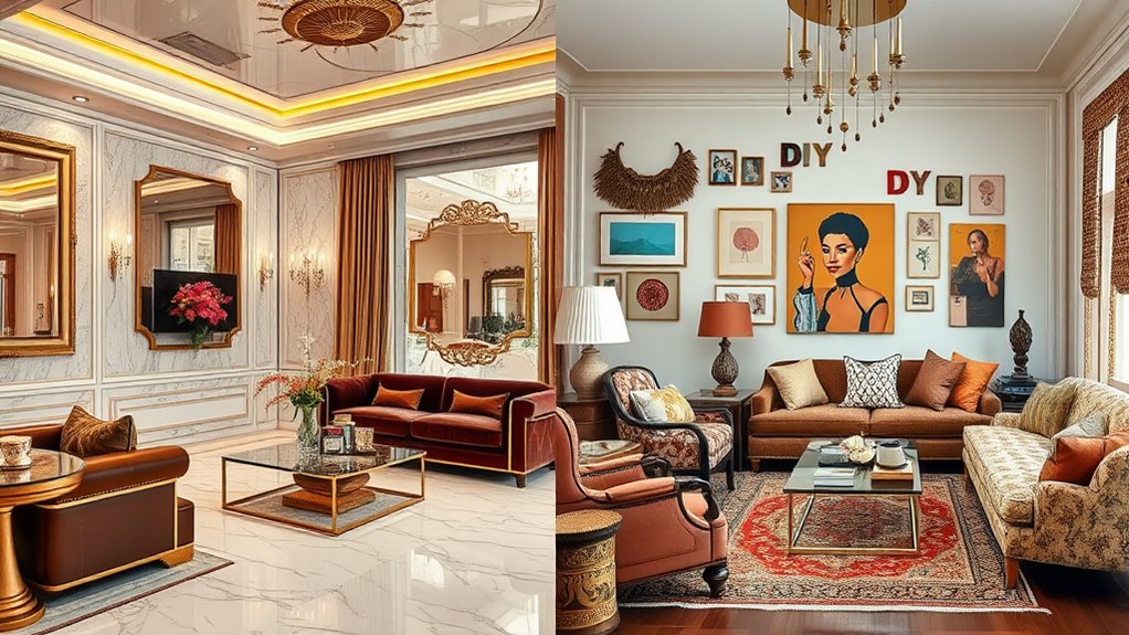 high end versus diy decor