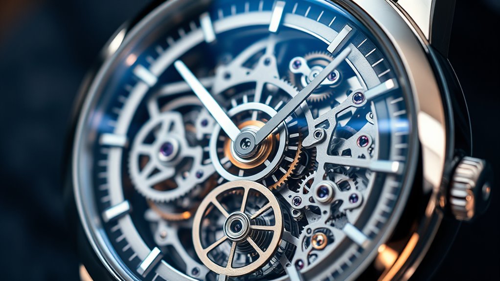 intricate transparent mechanical display