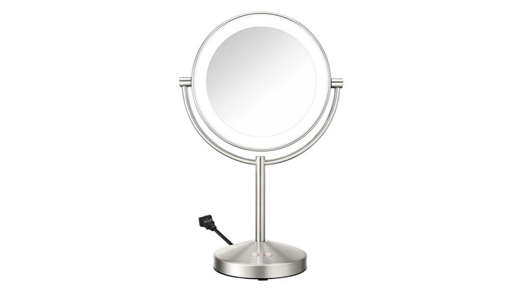 lighted 10x magnification mirror