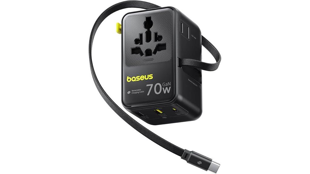 powerful travel adapter with cable
