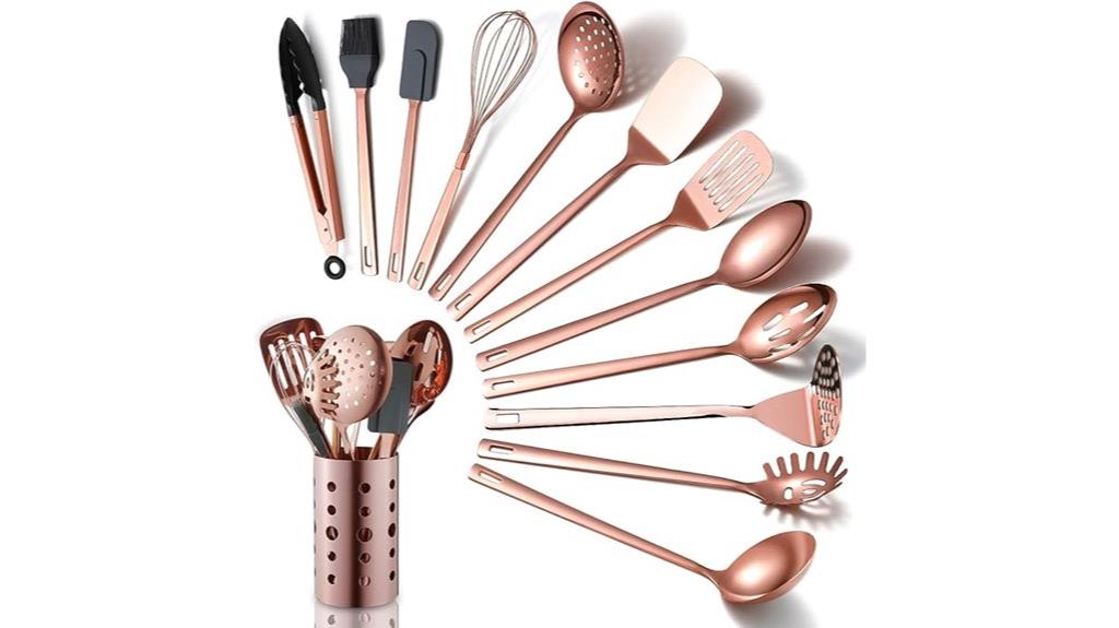 rose gold titanium utensil set