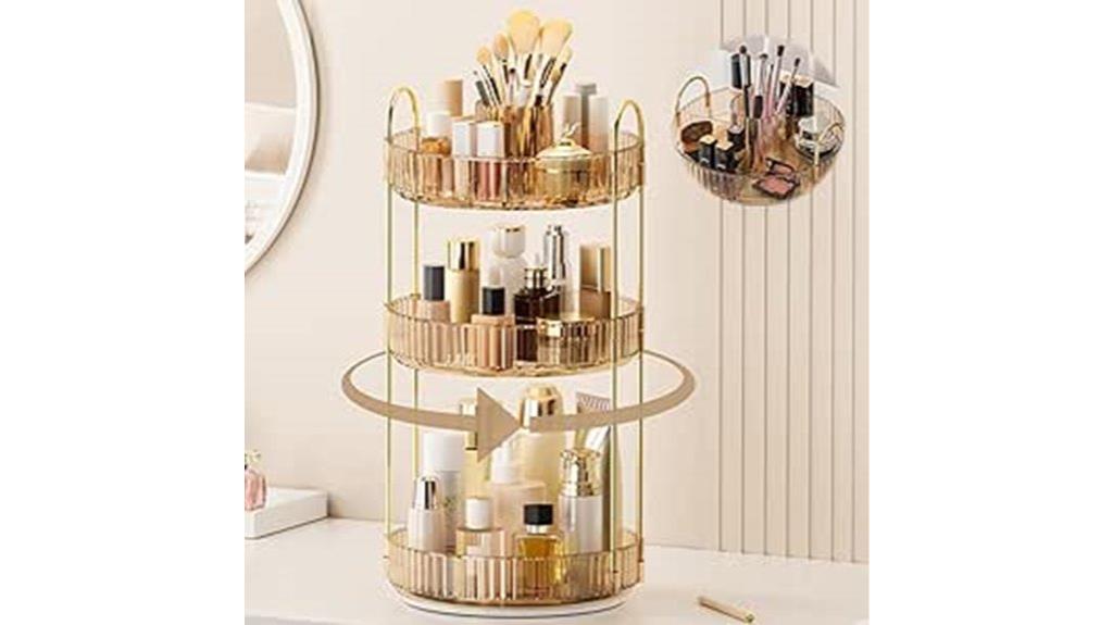 rotating 3 tier makeup organizer