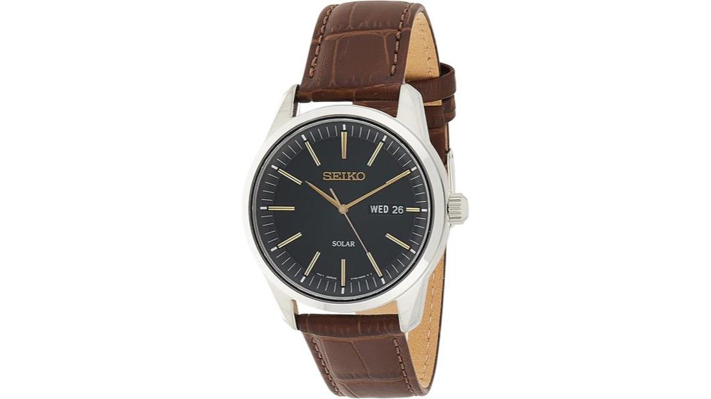seiko men s leather watch