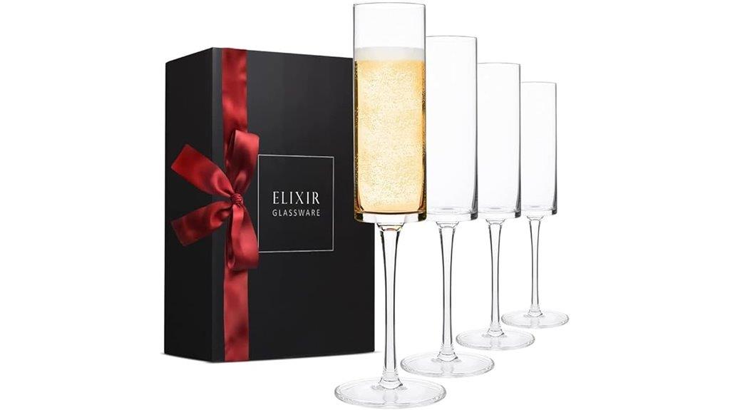 set of four champagne flutes