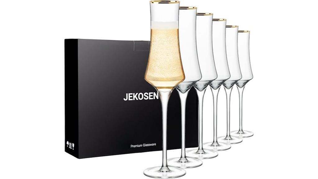 six lead free crystal flutes