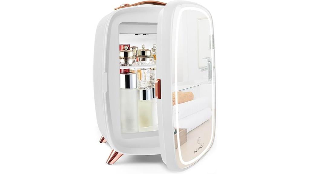 skincare fridge with mirror