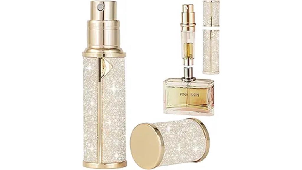 small golden refillable perfume