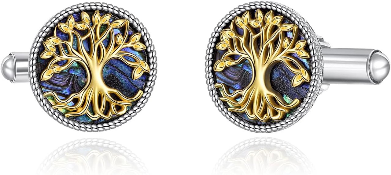 sterling silver tree cufflinks