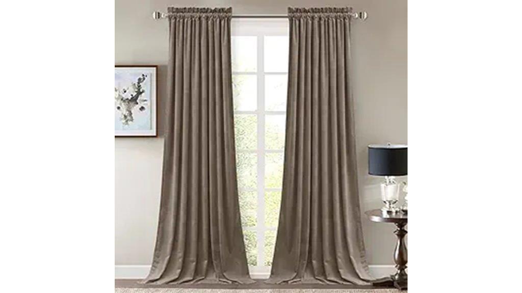 taupe velvet blackout curtains