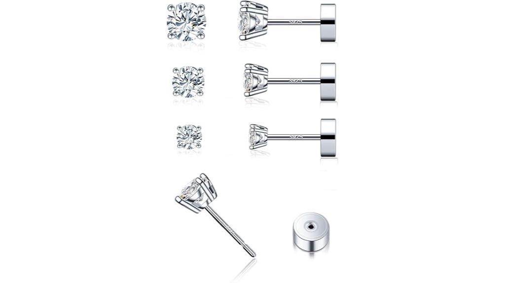 three pair moissanite earrings