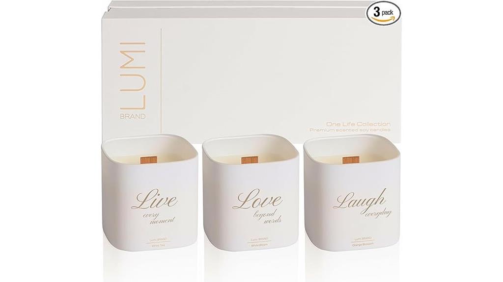 three premium soy candles