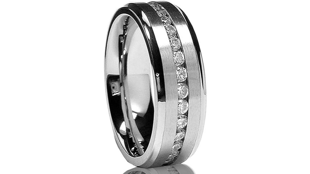 titanium cubic zirconia wedding
