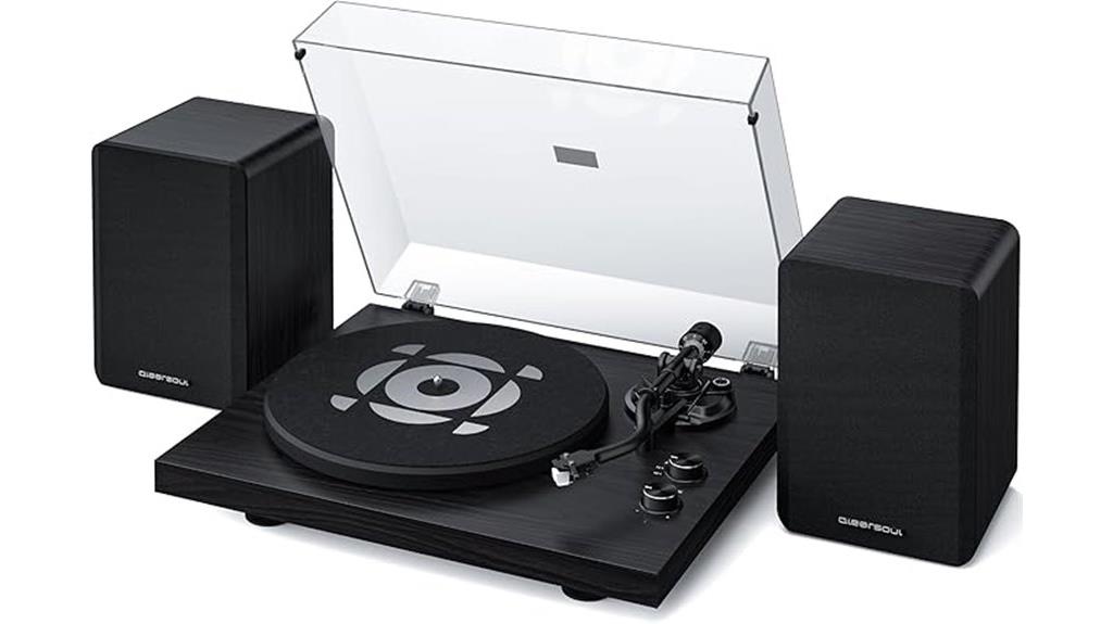 vinyl player with speakers