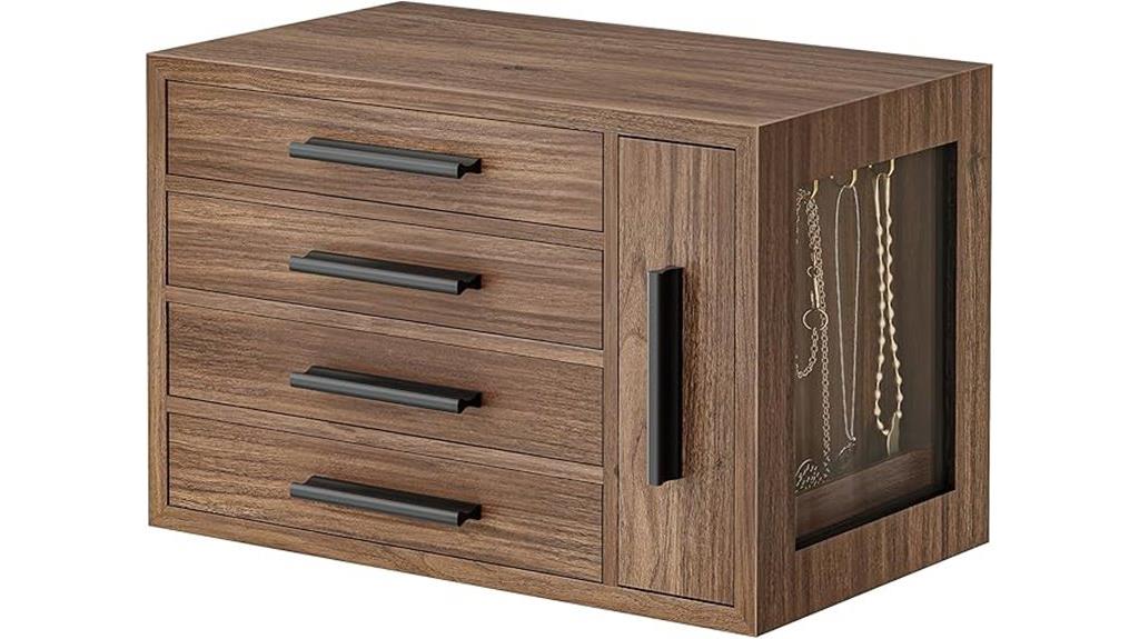 wooden jewelry organizer box