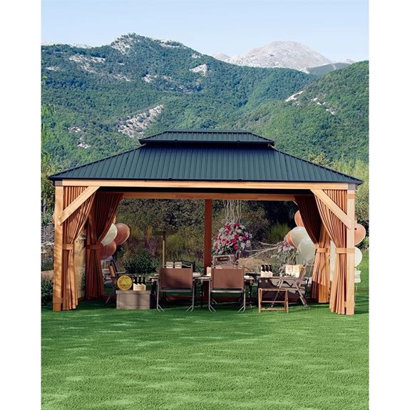 GarveeLife 10x12 ft Wood Gazebo with Metal Roof