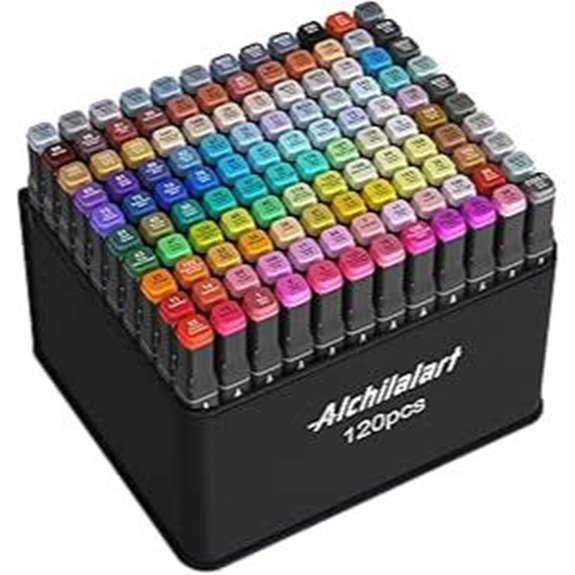 Alchilalart 120-Color Alcohol Markers Set for Drawing