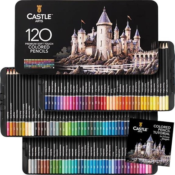 Castle Art Supplies 120 Colored Pencils in Tin Case