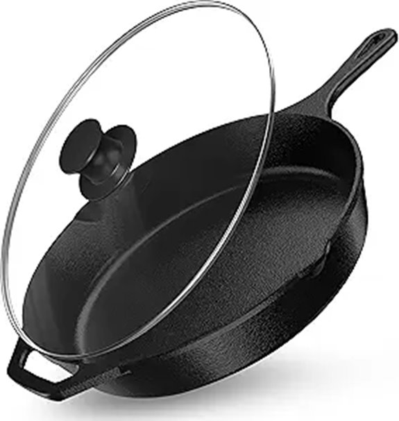 Utopia Kitchen 12-Inch Cast Iron Skillet with Lid