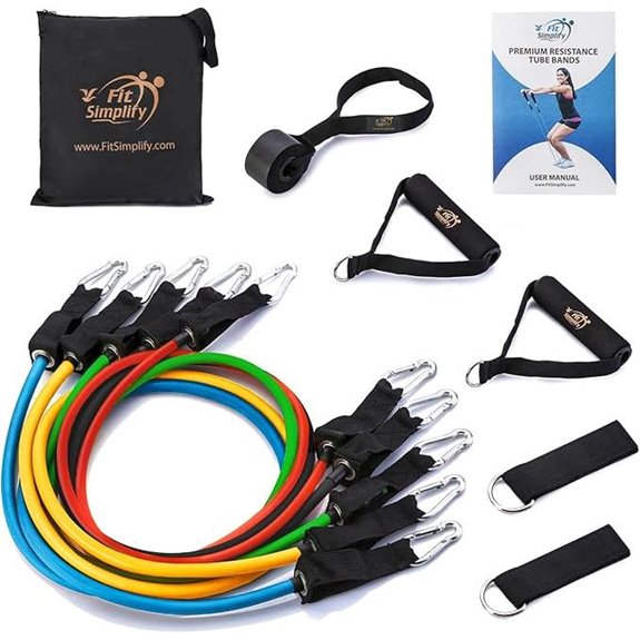 Fit Simplify Resistance Tube Bands 12 Piece Set with Instruction Booklet