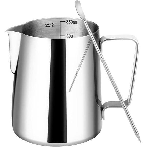 12oz Stainless Steel Milk Frothing Pitcher with Scale