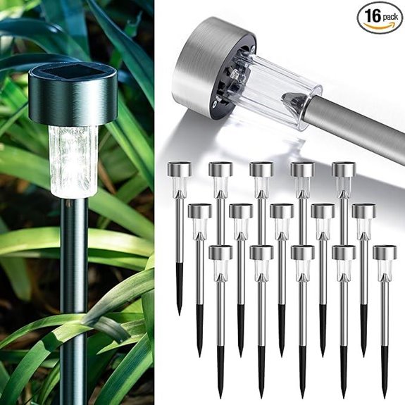 GIGALUMI 16 Pack Waterproof Solar Garden Lights