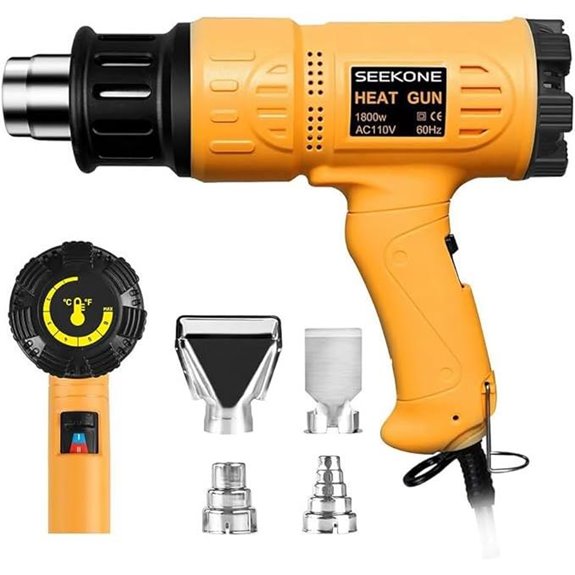 SEEKONE 1800W Heat Gun with Nozzles and Safety