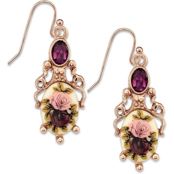 1928 Jewelry Floral Stone & Crystal Dangle Earrings