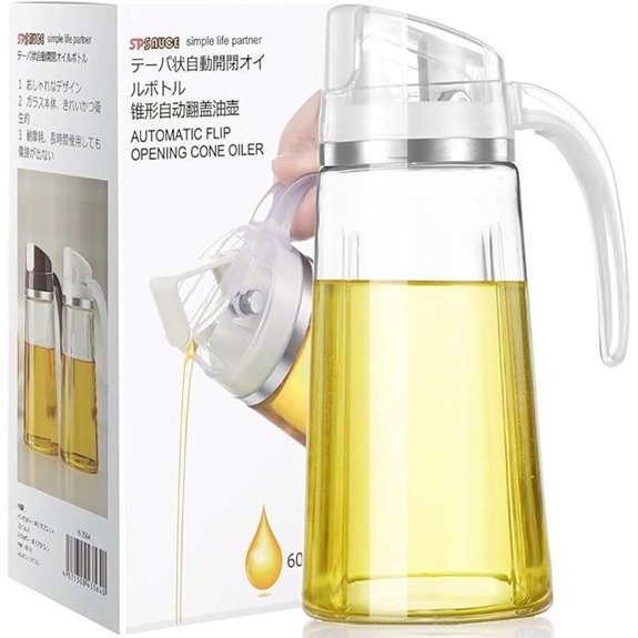 Marbrasse 20oz Leakproof Glass Oil Dispenser with Flip Cap