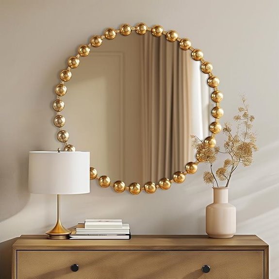 Marlowe Gold Round Wall Mirror 27-inch