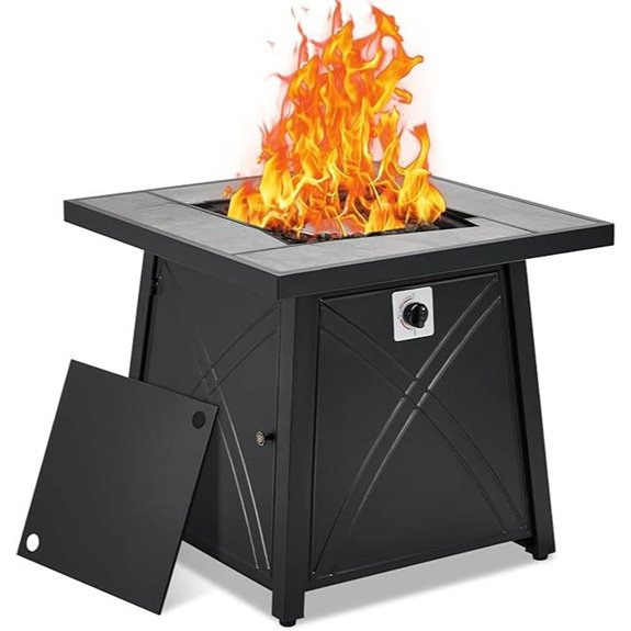 28-Inch Gas Fire Pit with Lava Rock and Lid
