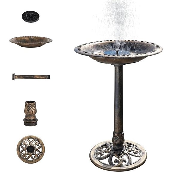 VINGLI 28-Inch Bird Bath with Solar Fountain